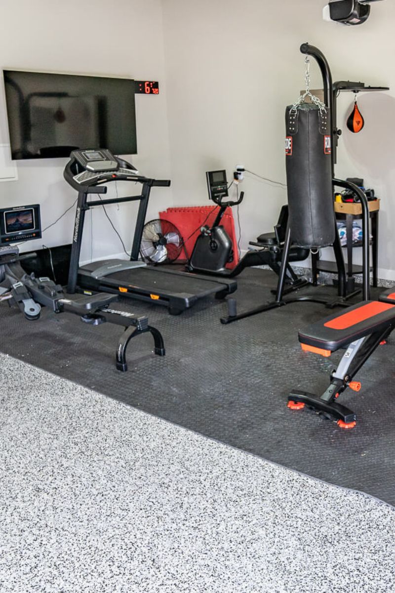 Durable and Stylish Garage Gym Flooring with Polyaspartic Coating. - Garage Gym Flooring - Garage Gym Flooring