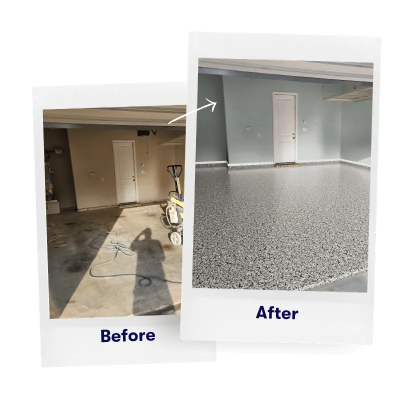 Finished polyaspartic garage floor coating with full flake, installed by MyGarageFloors.com - recent install 3