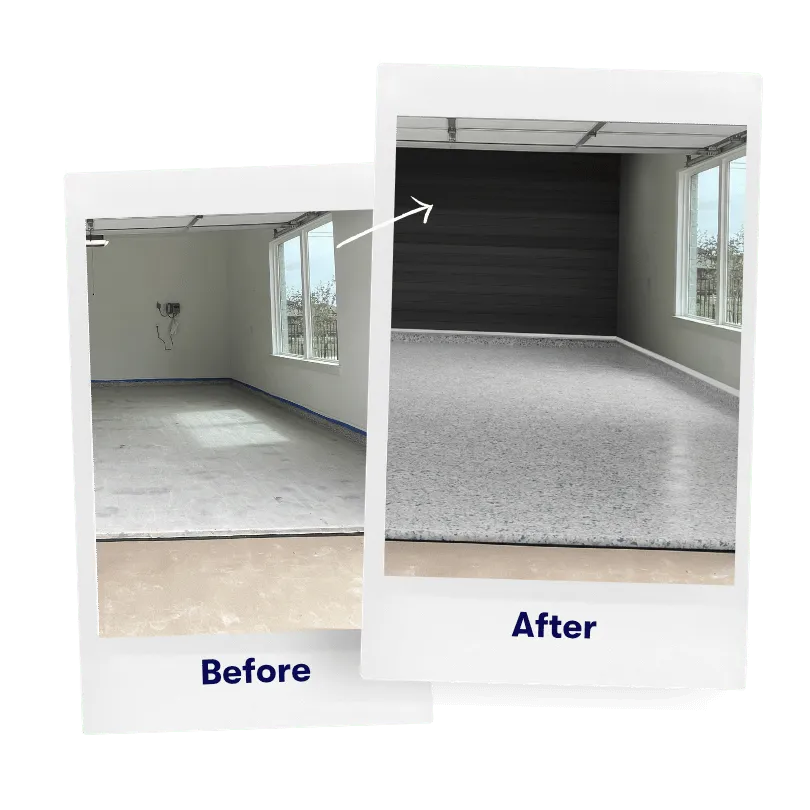 Finished polyaspartic garage floor coating with full flake, installed by MyGarageFloors.com - recent install 5