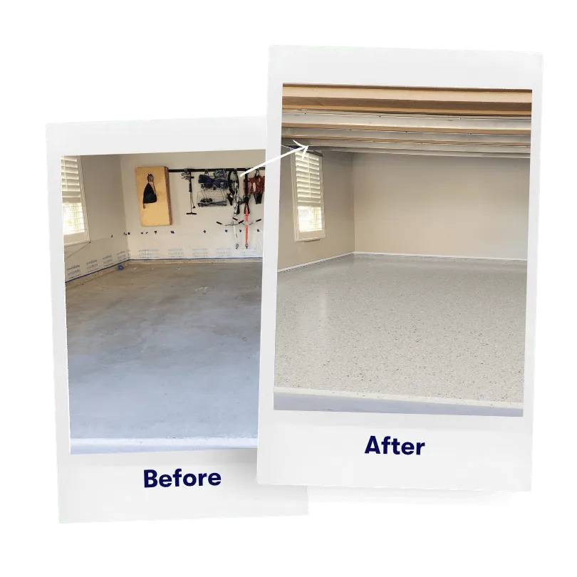 Finished polyaspartic garage floor coating with full flake, installed by MyGarageFloors.com - recent install 6