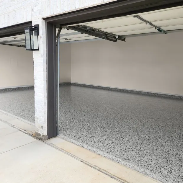 Nightfall gray full flake polyaspartic garage floor coating by MyGarageFloors.com